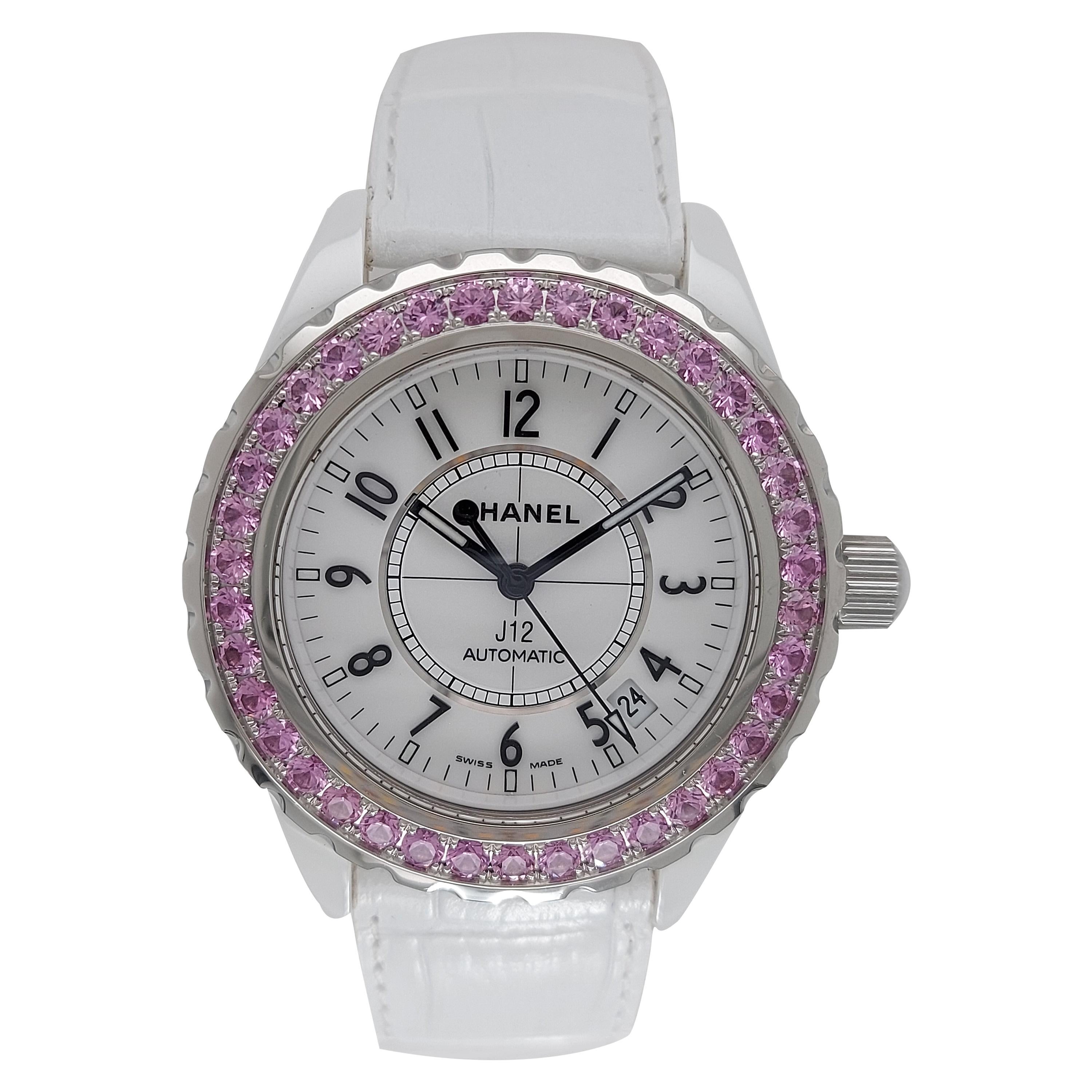 Chanel J12, Automatic, Ceramic Case, with Pink Sapphires