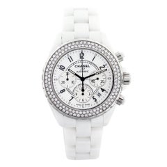 Used Chanel J12 Automatic Chronograph Watch, White Ceramic