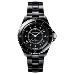 Used Chanel J12 Automatic Diamond Black Dial Ladies Watch H5702