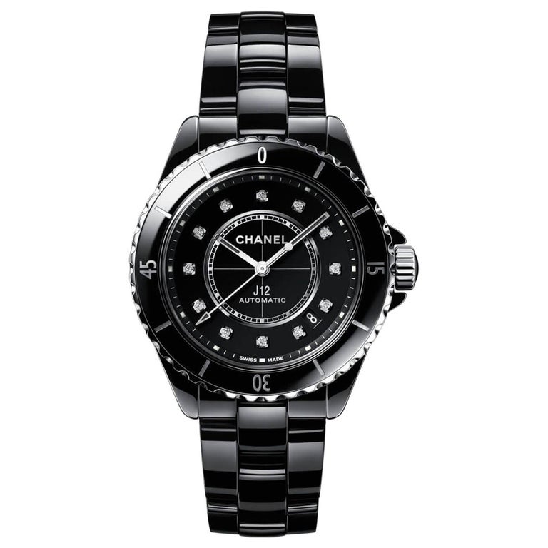 Chanel J12 Automatic Diamond Black Dial Ladies Watch H5702 For Sale at  1stDibs  chanel j12 watch black diamonds, buy chanel j12 watch, chanel j12  diamond watch