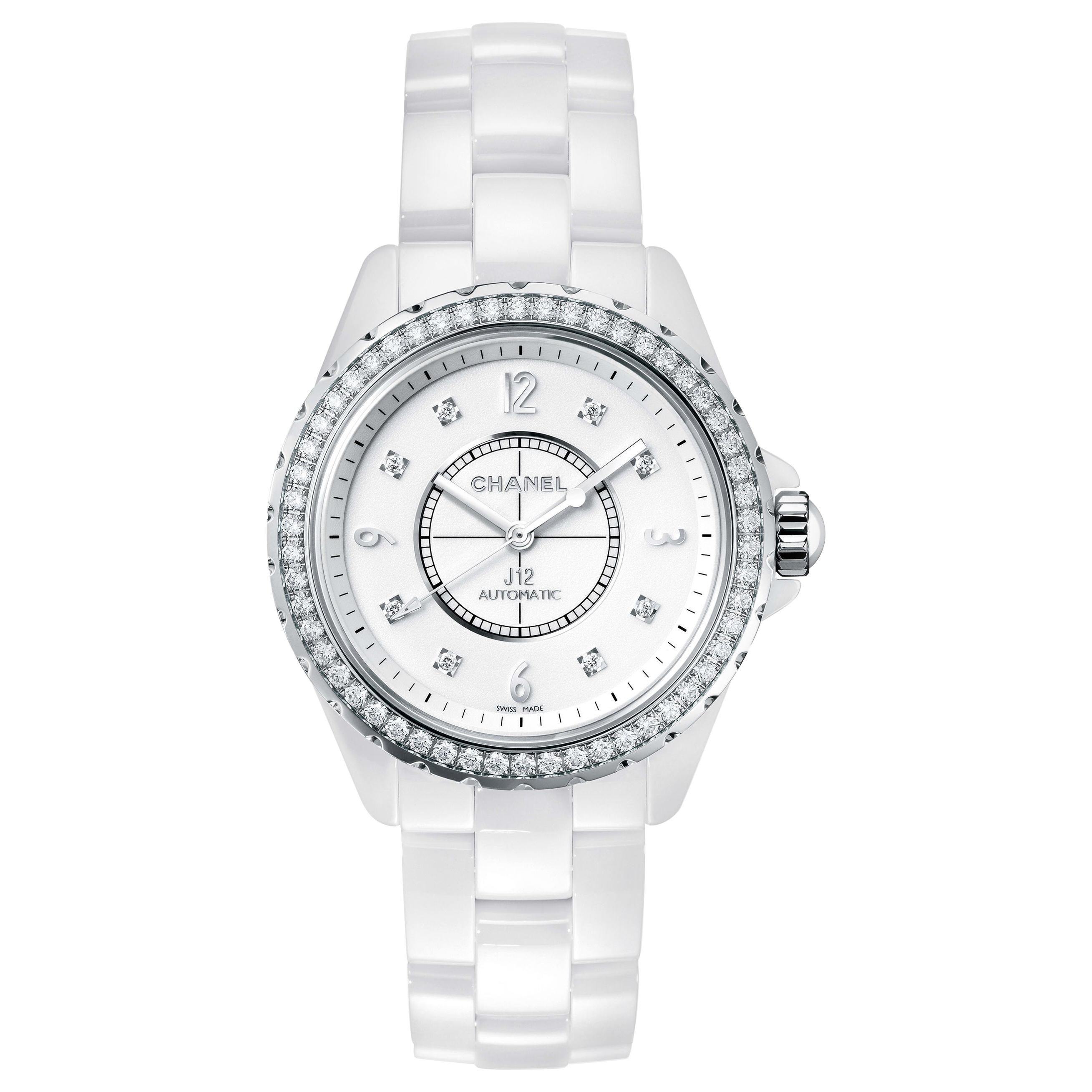 Chanel J12 Automatic Diamond White Ceramic Ladies Watch H3111
