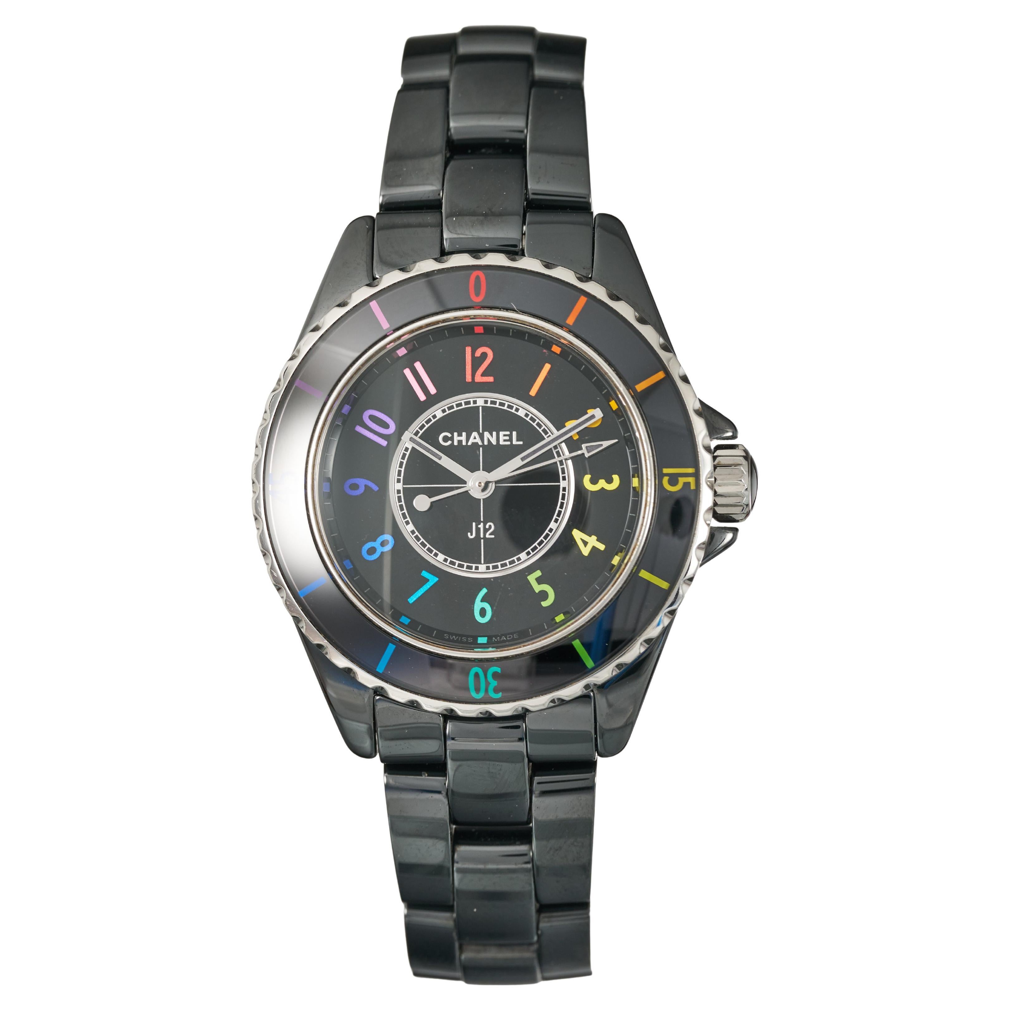 Chanel J12 Ceramica Nera 33mm Electro H7121 Edizione Limitata Quarzo Arcobaleno B & P.