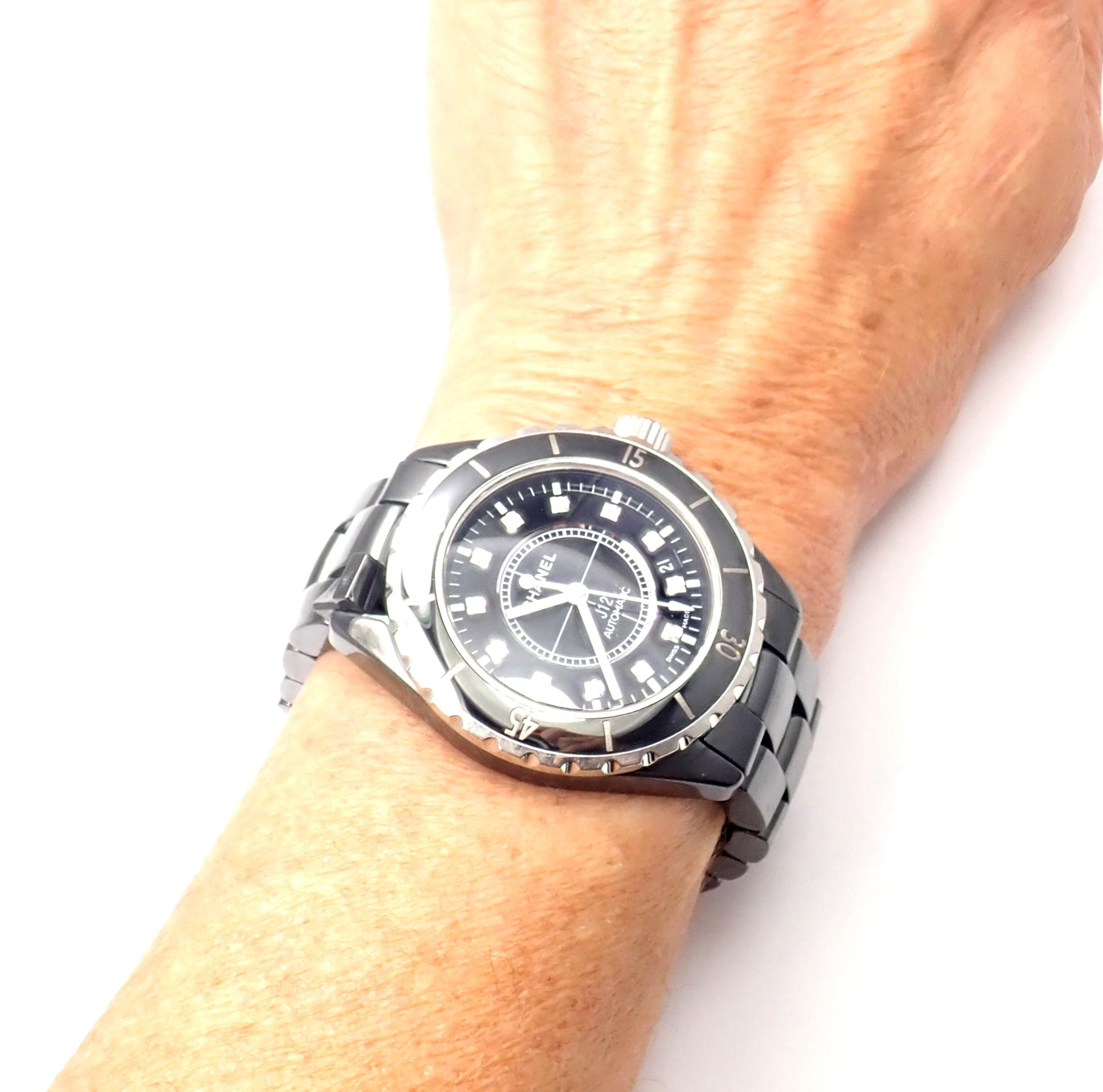 Chanel J12 Black Ceramic Automatic Diamond Watch Ref H1626 3
