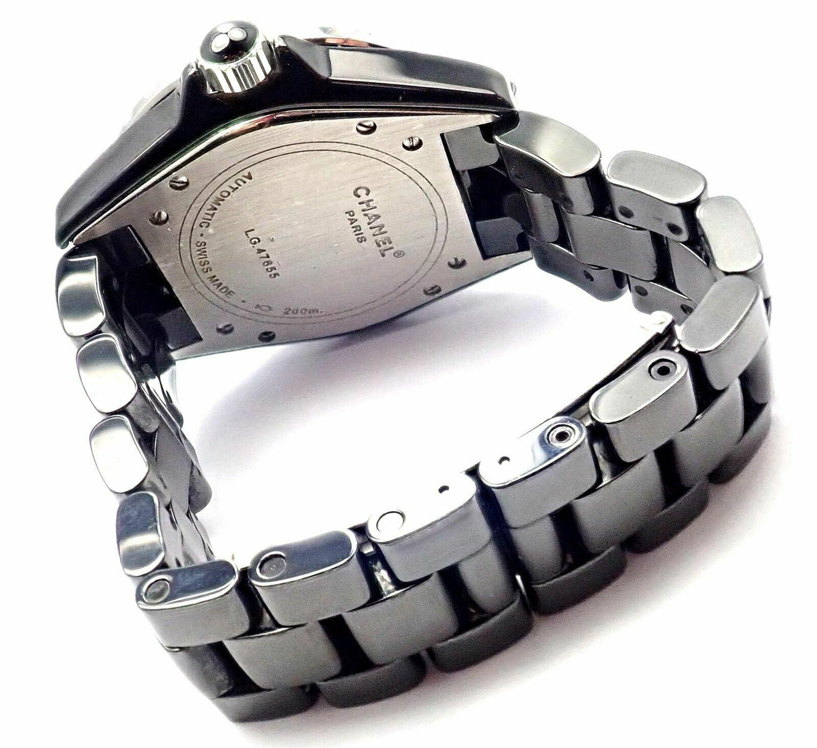 Chanel J12 Black Ceramic Automatic Diamond Watch Ref H1626 2