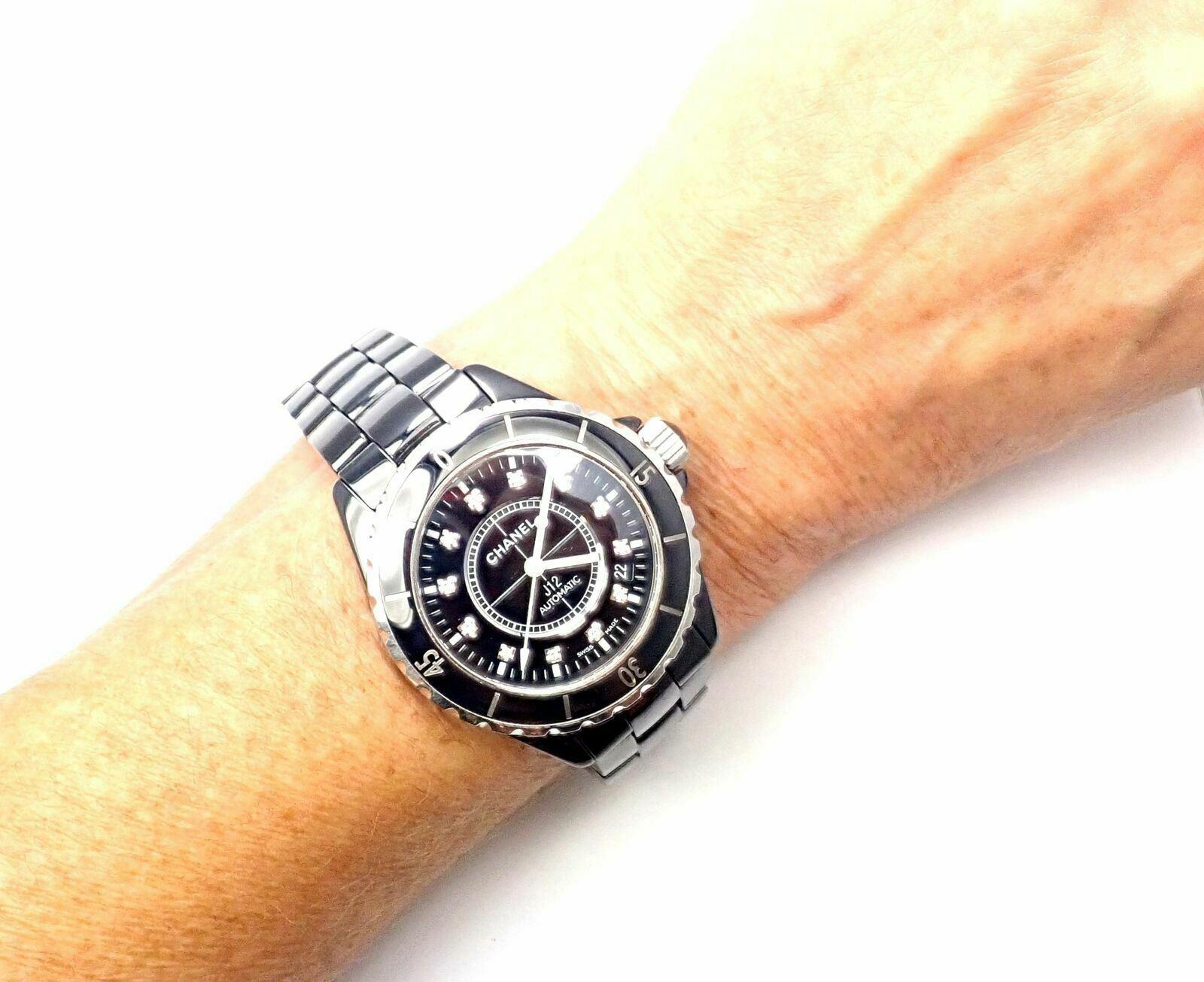 Chanel J12 Black Ceramic Automatic Diamond Watch Ref H1626 3