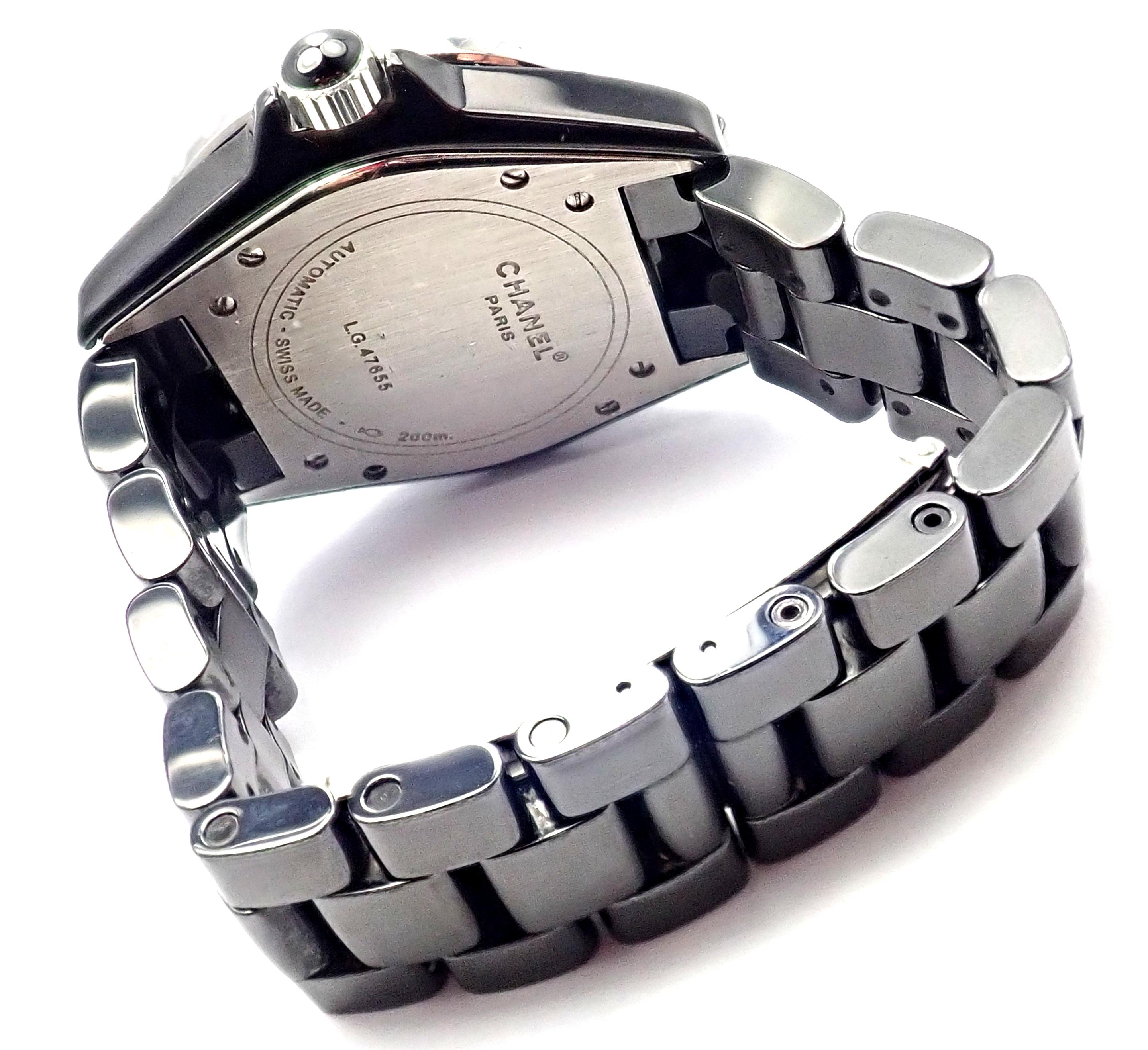 Chanel J12 Black Ceramic Automatic Diamond Watch Ref H1626 6