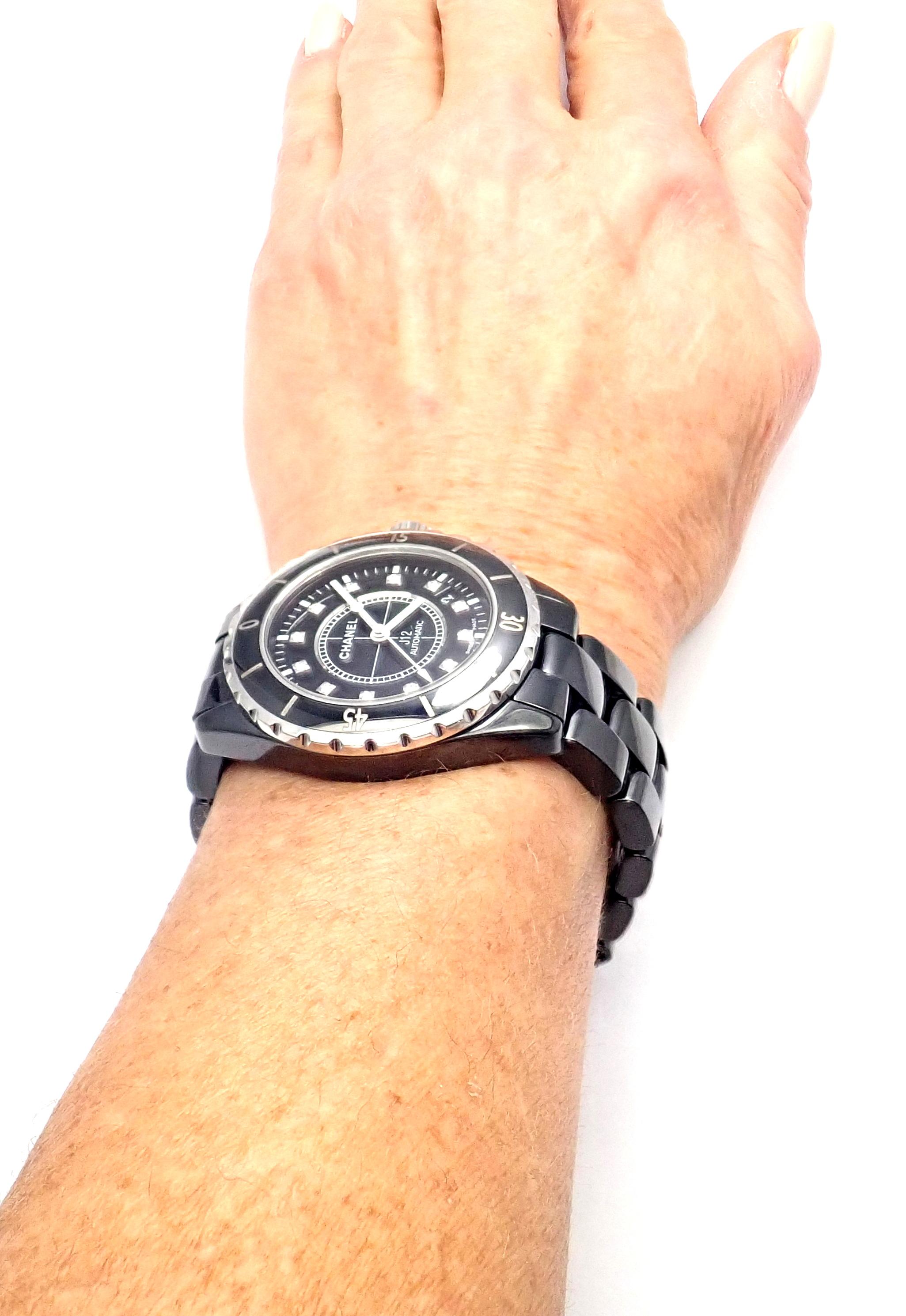 Chanel J12 Black Ceramic Automatic Diamond Watch Ref H1626 8