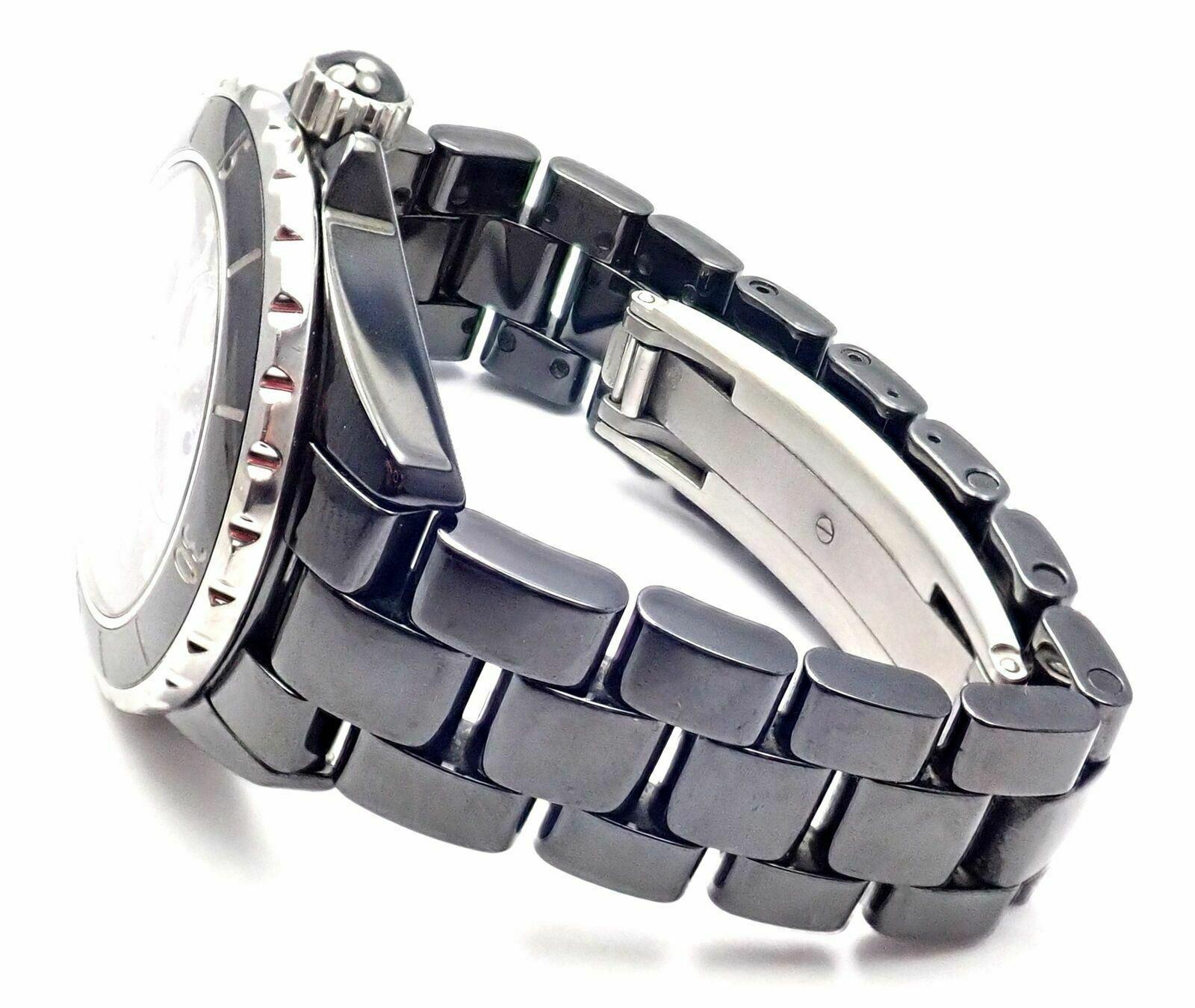 Women's or Men's Chanel J12 Black Ceramic Automatic Diamond Watch Ref H1626