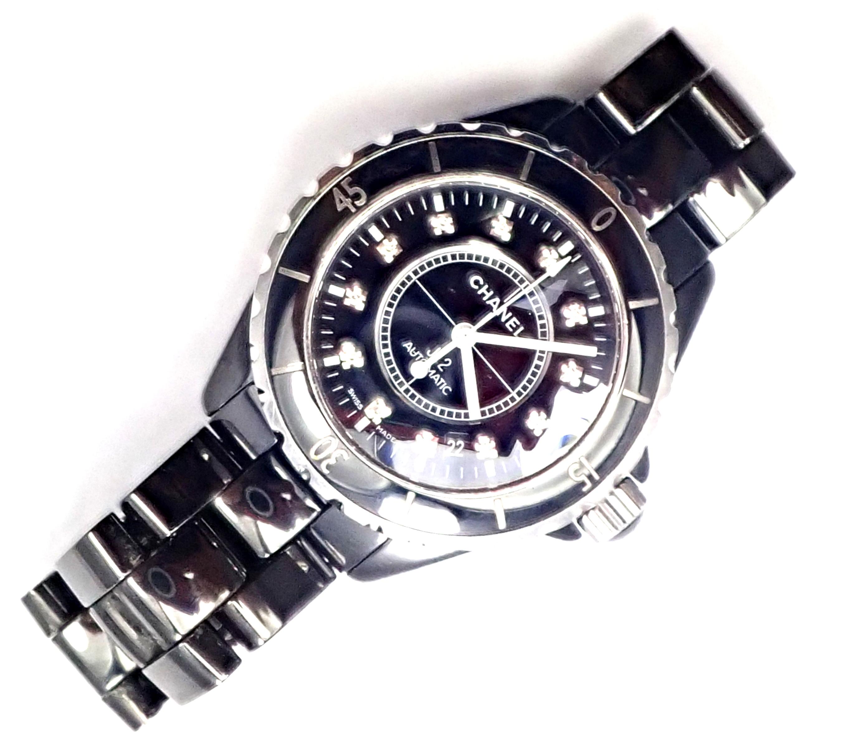 Chanel J12 Black Ceramic Automatic Diamond Watch Ref H1626 4