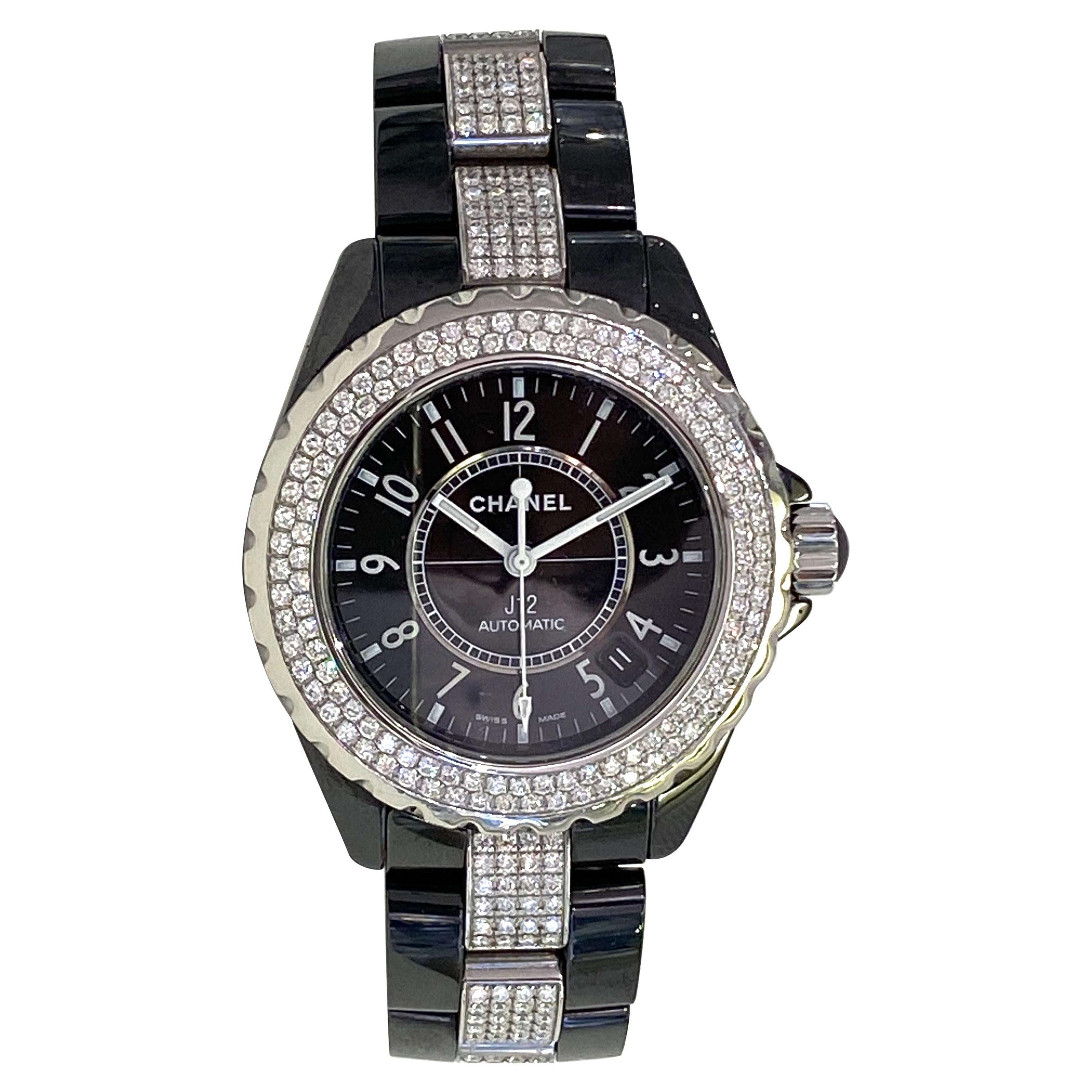 CHANEL J12 38mm Black Ceramic Diamond Automatic Watch