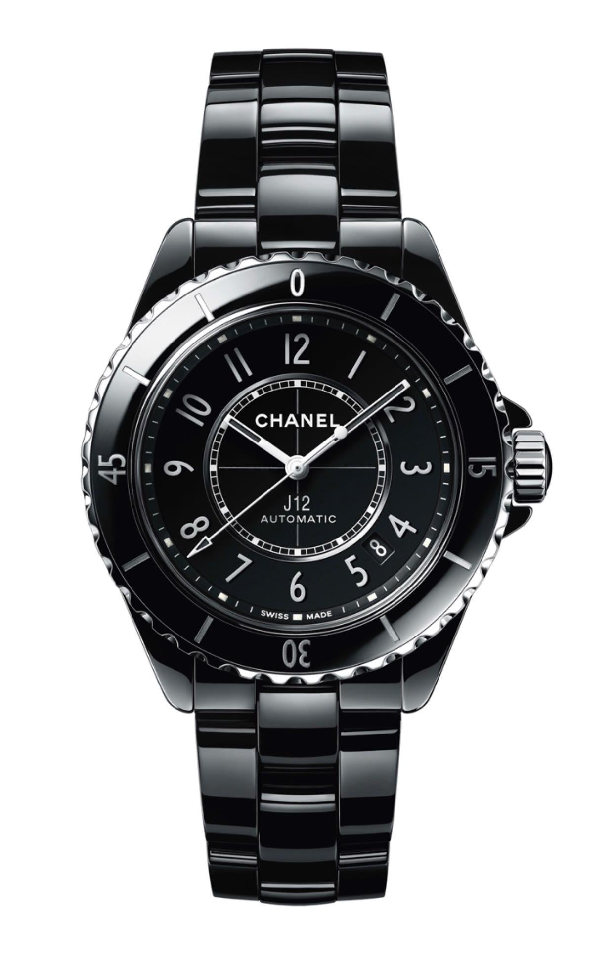 black ceramic automatic watch