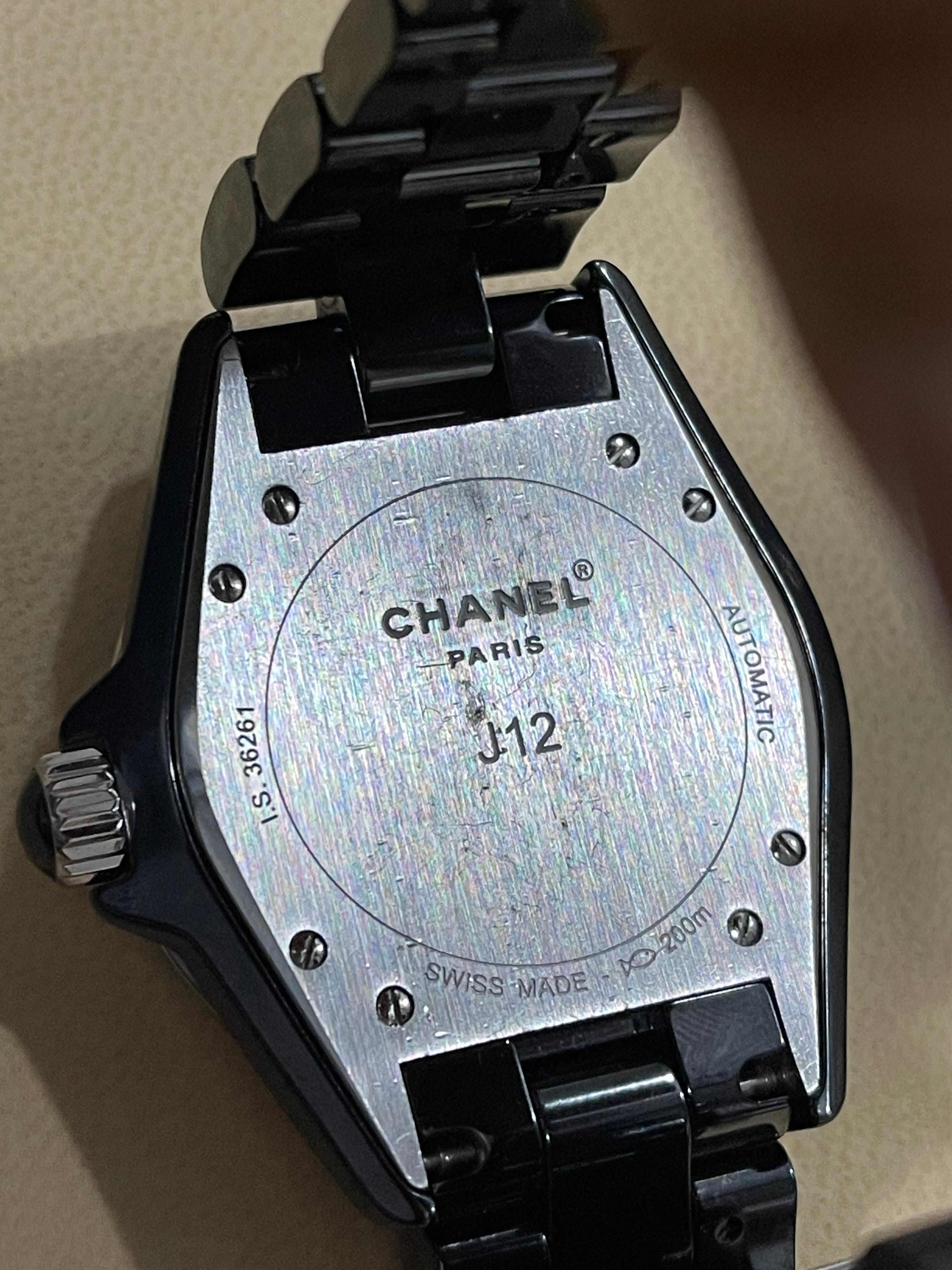 Chanel J12 Black Ceramic Automatic Midsize Unisex Watch Black Ceramic Face 4