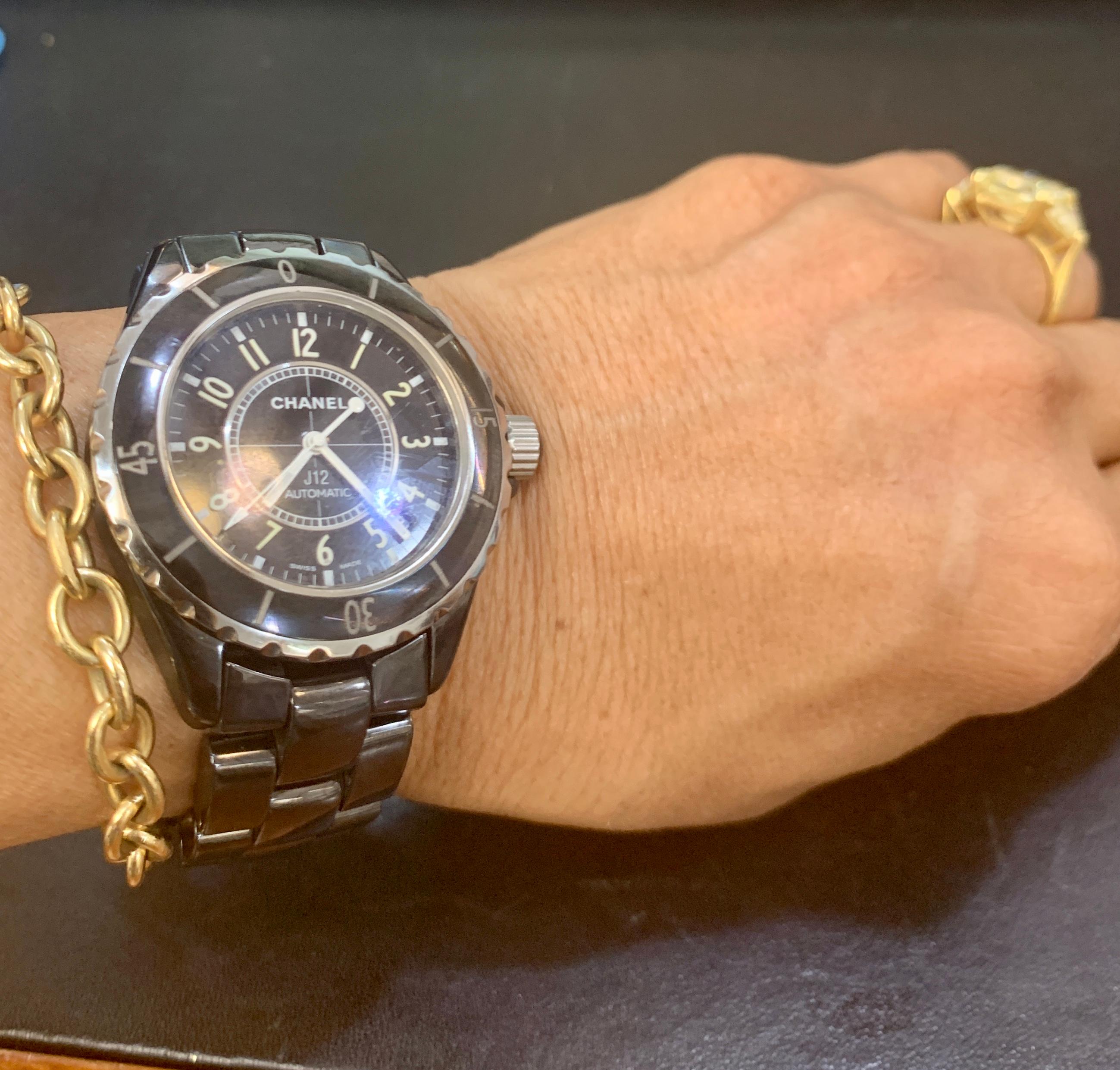 Chanel J12 Black Ceramic Automatic Midsize Unisex Watch Black Ceramic Face 1