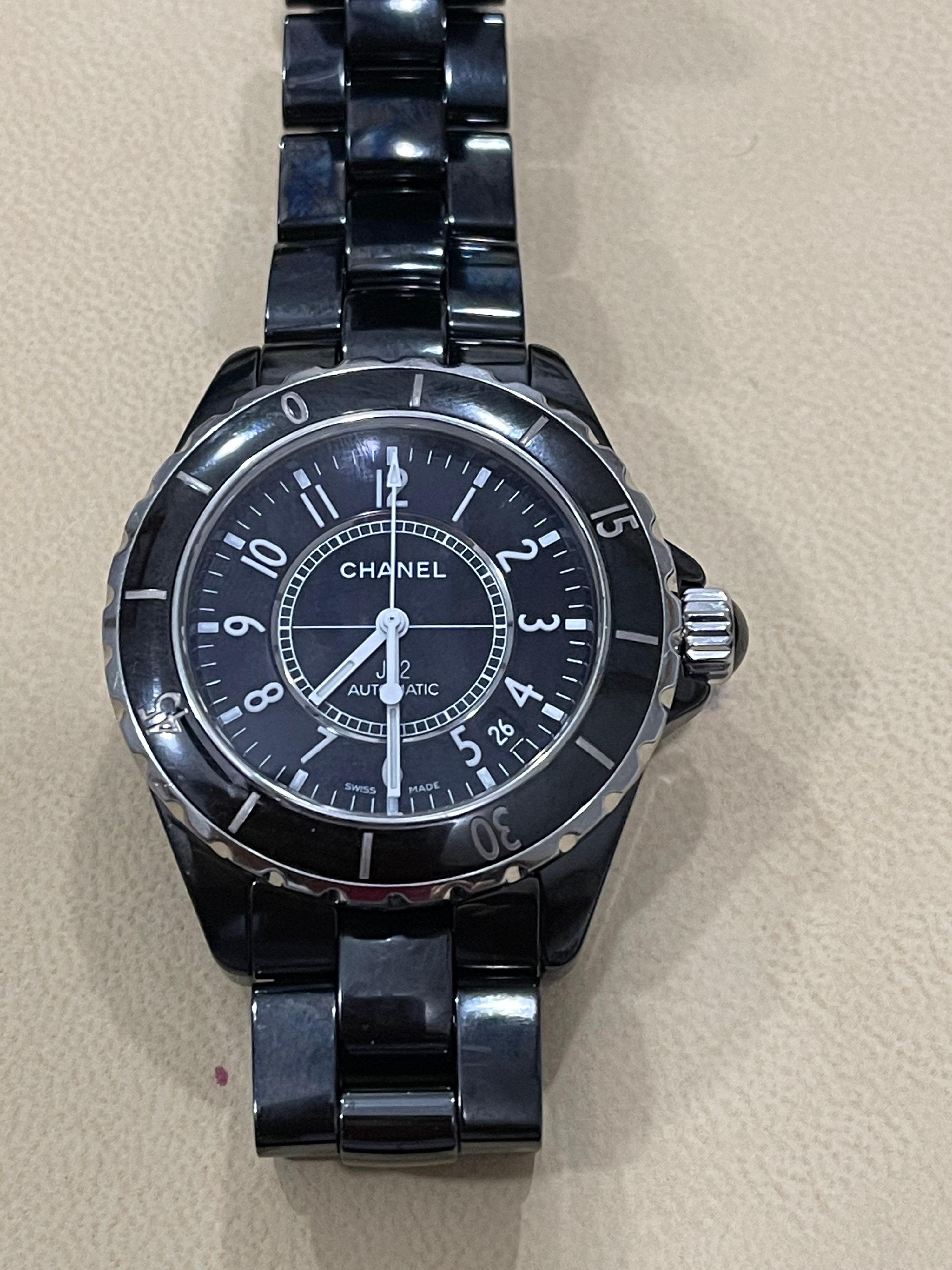 Chanel J12 Black Ceramic Automatic Midsize Unisex Watch Black Ceramic Face 3