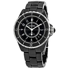 Chanel J12 Cerámica Negra Reloj Automático Midsize Unisex Esfera de cerámica negra