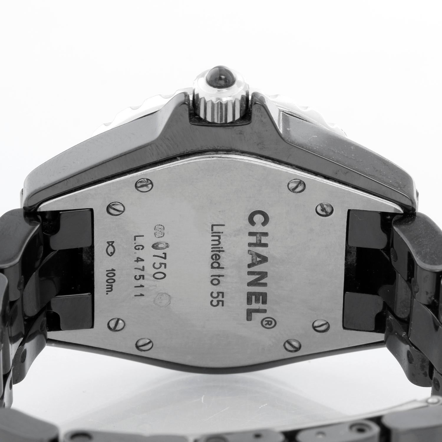 Chanel J12 Black Ceramic Diamond Watch In Excellent Condition In Dallas, TX
