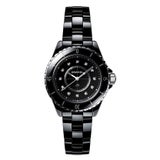 Chanel Chanel J12 Automatik-Damenuhr mit schwarzem Zifferblatt und  Diamanten H5702 im Angebot bei 1stDibs