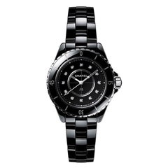 Used Chanel J12 Black Ceramic Diamond Dial Ladies Watch H5701