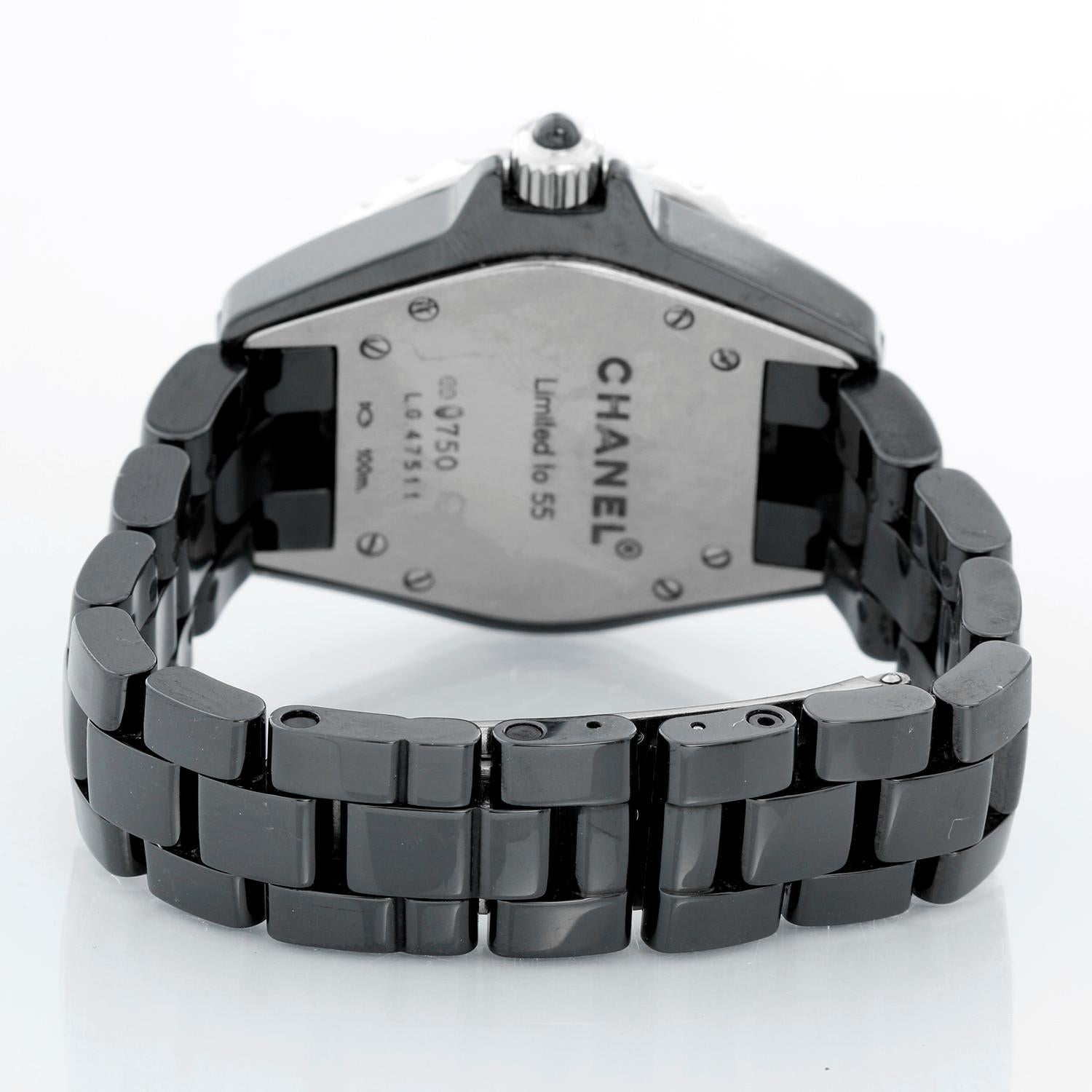 Chanel J12 Black Ceramic Diamond Watch In Excellent Condition In Dallas, TX