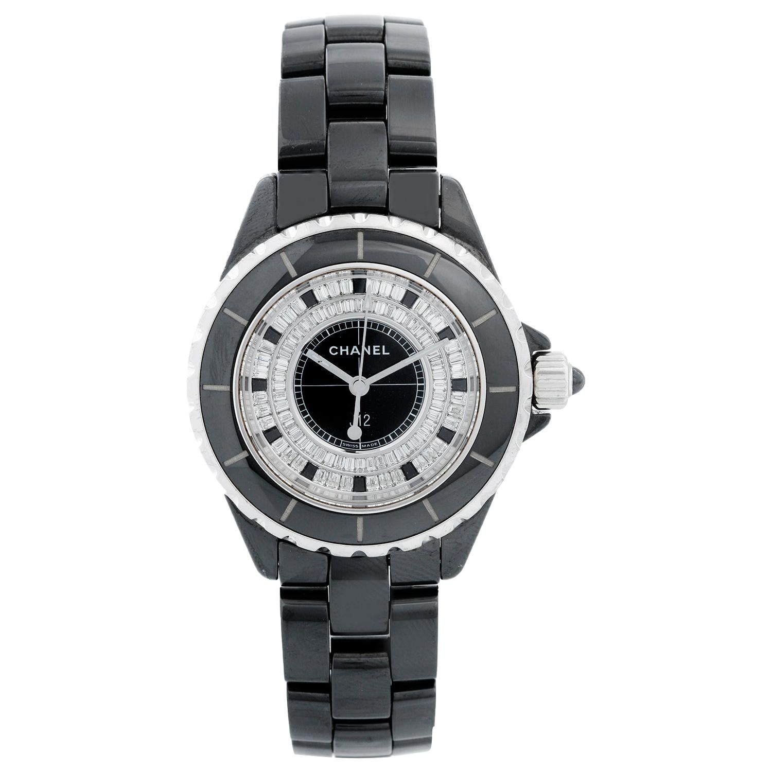 Chanel J12 Black Ceramic Diamond Watch