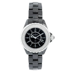 Chanel J12 Schwarz Keramik Diamant Uhr H0949
