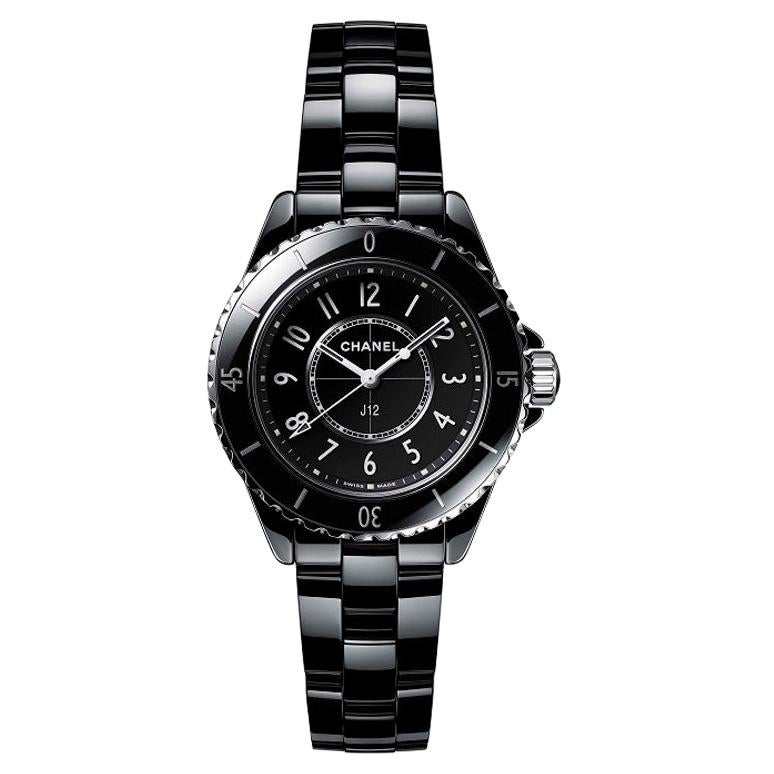 Chanel J12 Schwarze Keramik-Quarz-Uhr mit Quarz-Uhr H5695