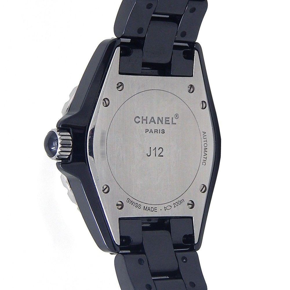 Chanel J12 Montre automatique pour femme en céramique noire avec marques en rubis H1635 Excellent état - En vente à New York, NY