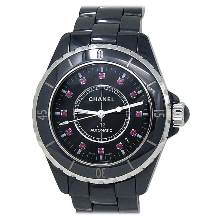 Chanel J12 Black Ceramic Ruby Markings Automatic Ladies Watch H1635 For  Sale at 1stDibs