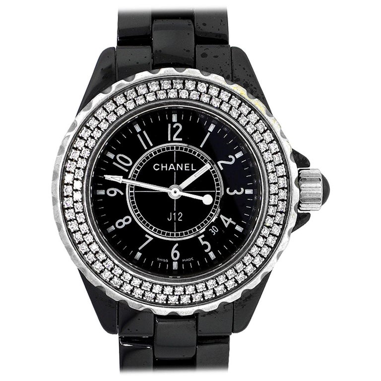 chanel j12 automatic diamond black dial ladies watch h5702
