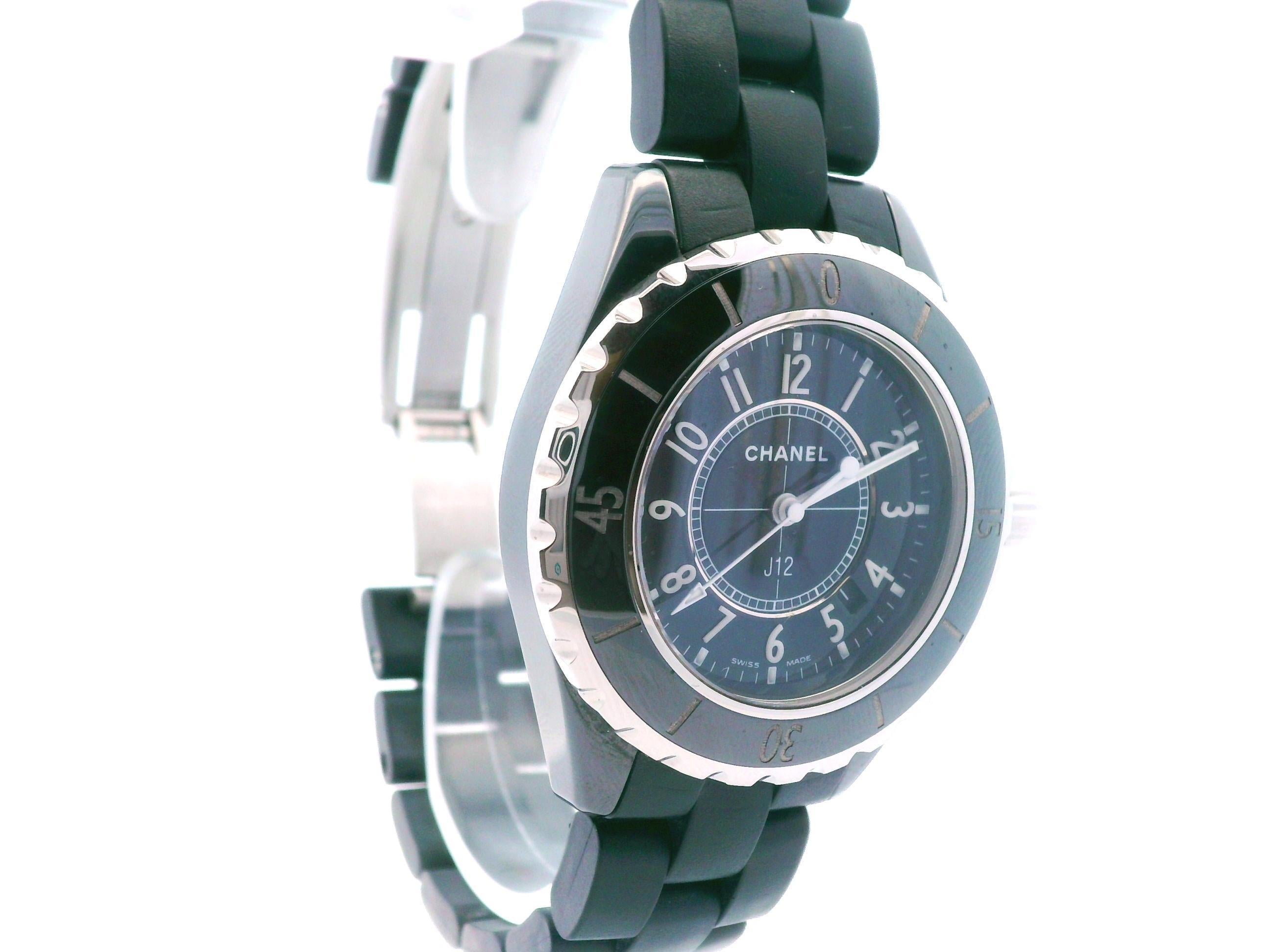 Sleek, sophisticated, and undeniably chic — this Chanel J12 is a striking blend of modern luxury and classic elegance. The 33mm case is crafted from black highly resistant ceramic and steel, featuring a steel unidirectional rotating bezel and a
