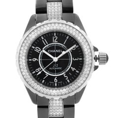 Chanel J12 Ceramic Black Dial Diamonds Bracelet Automatic Ladies Watch H1339