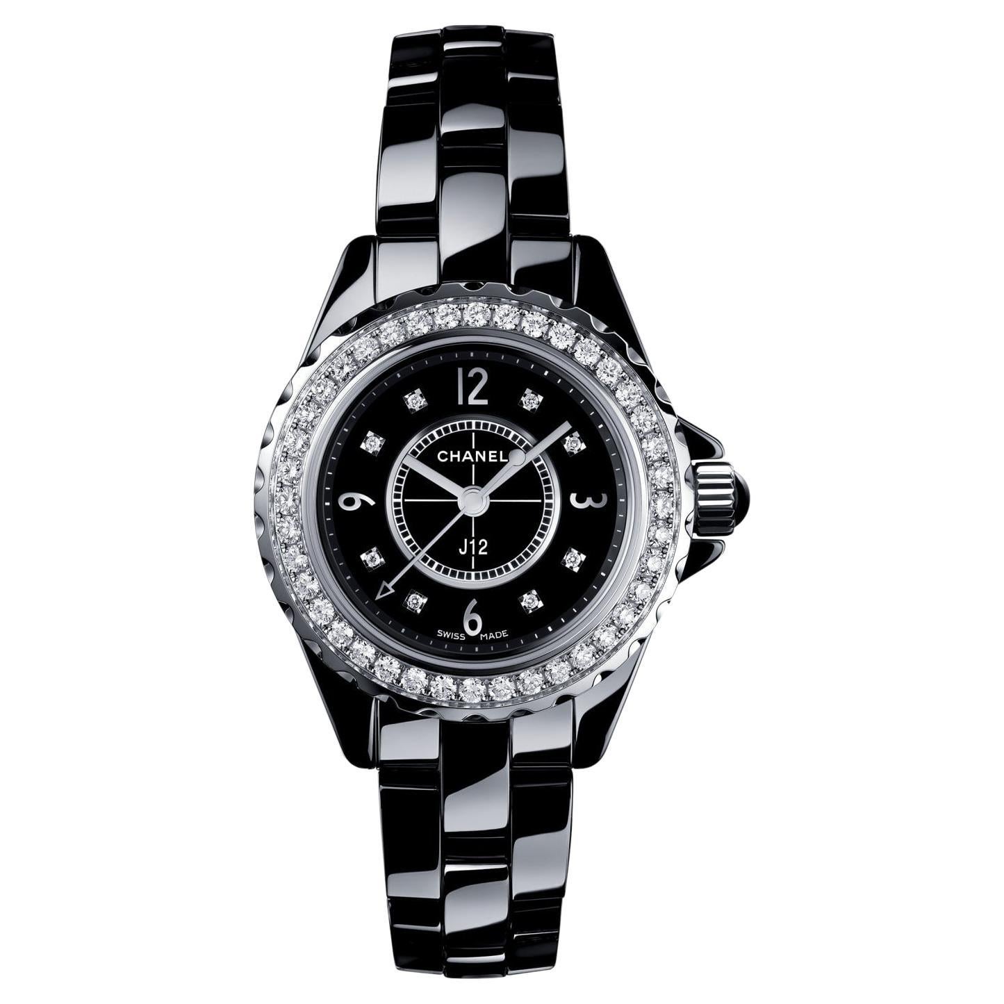 Chanel J12 Ceramic Watch 29mm Diamond Bezel and Indicators Box and Papers