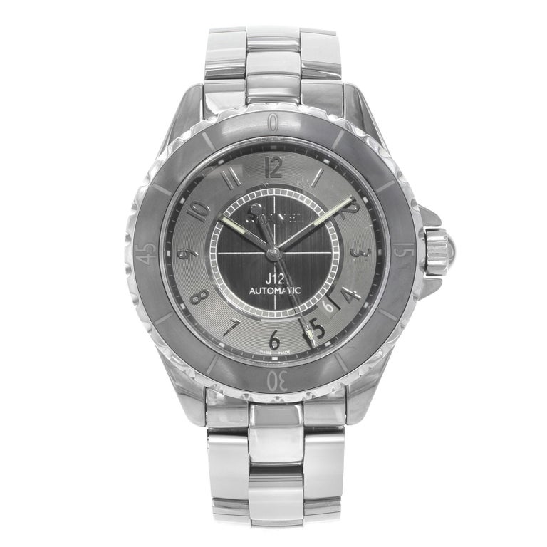 Chanel J12 Chromatic Gray Arabic Dial Ceramic Steel Automatic Unisex Watch  H2934 For Sale at 1stDibs