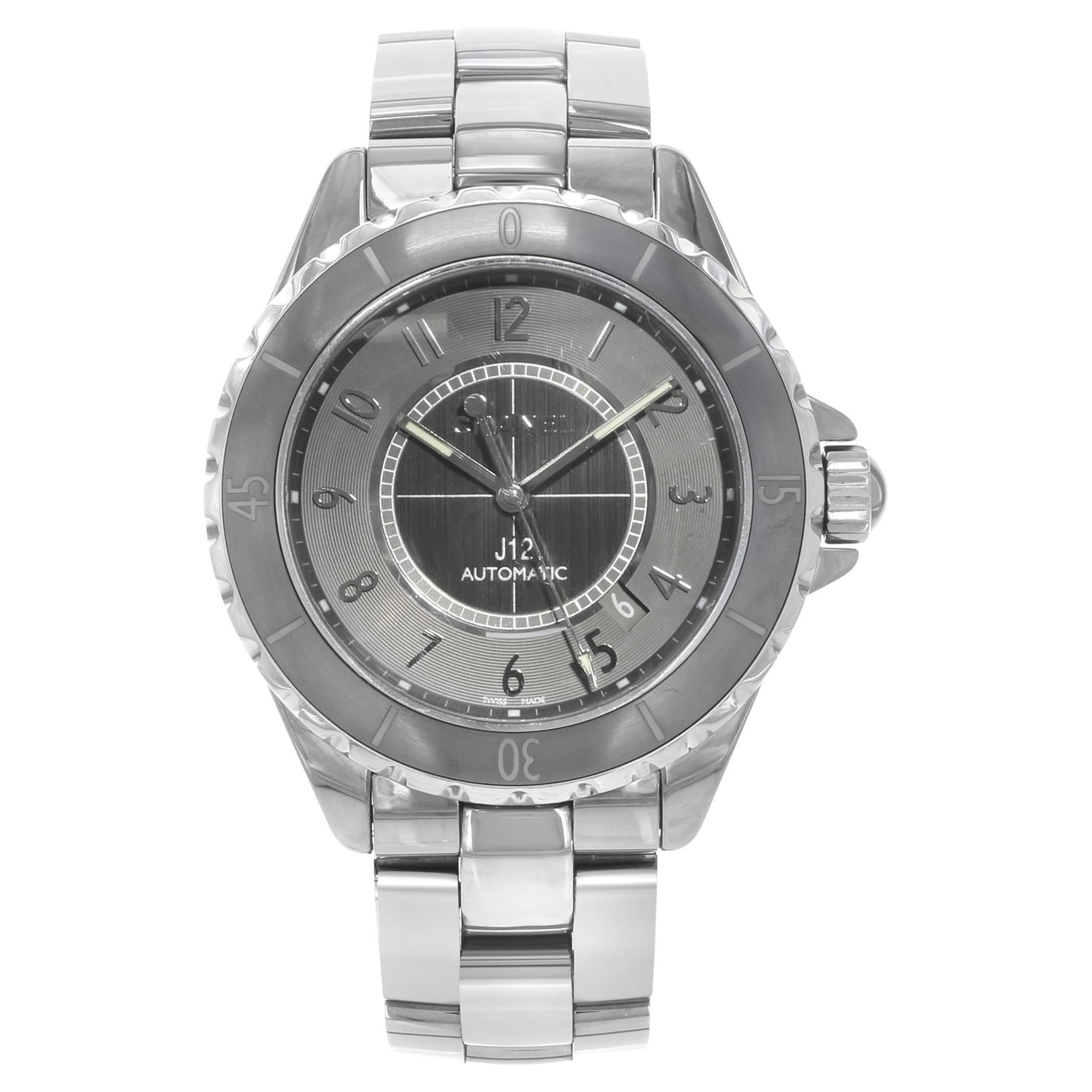 Chanel J12 Chromatic Gray Arabic Dial Ceramic Steel Automatic Unisex Watch H2934 For Sale