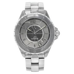 Used Chanel J12 Chromatic Gray Arabic Dial Ceramic Steel Automatic Unisex Watch H2934