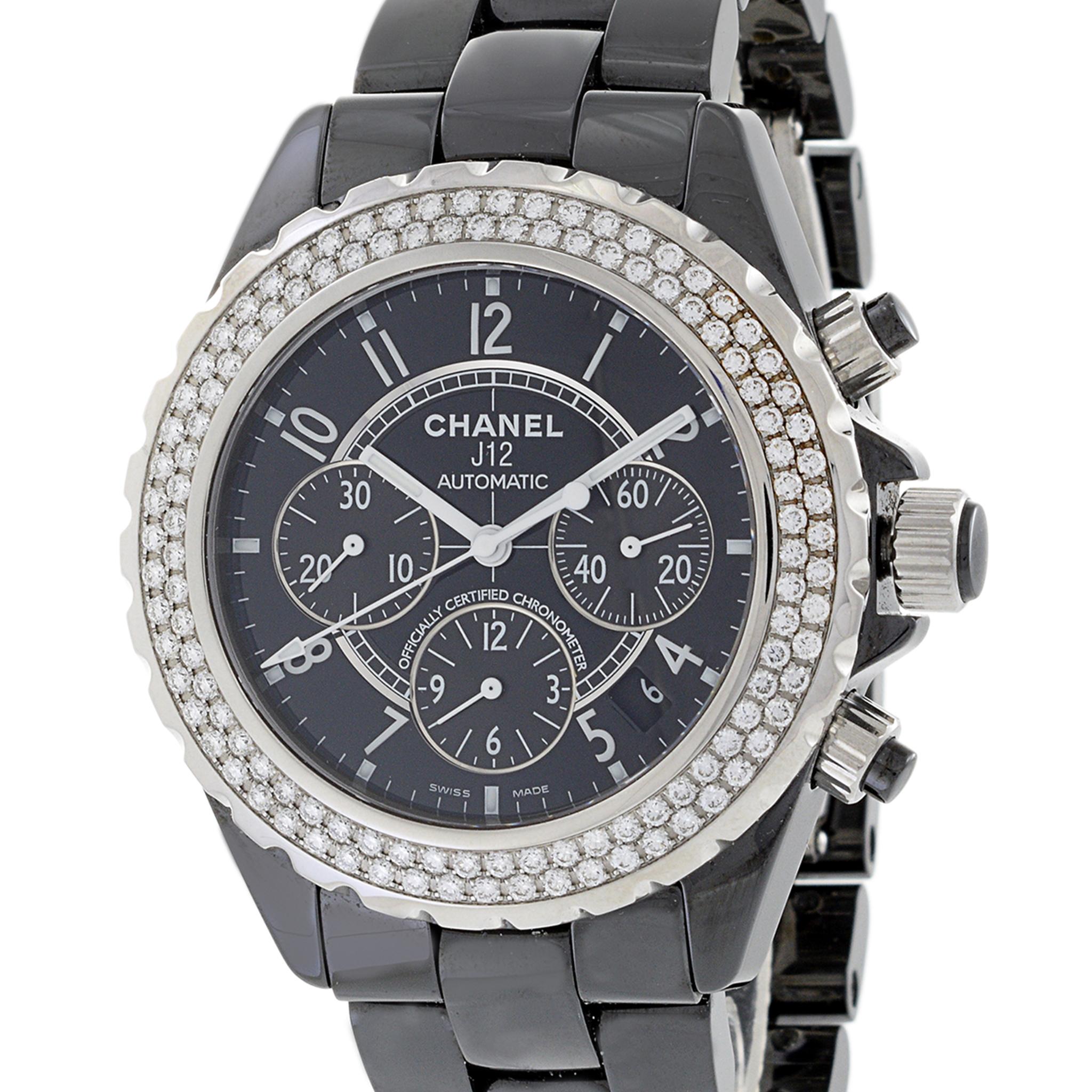 Modern Chanel J12 Chronograph Automatic Ceramic and Diamonds