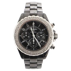 Chanel J12 Chronograph Automatic Watch Ceramic and Stainless Steel with Diamond