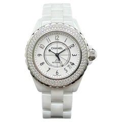 CHANEL J12 Date H0969 Diamond Bezel White Ceramic 38mm Box Papers