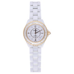 Chanel J12 Editions Exclusives 18 Karat Yellow Gold and White Ceramic Wristwatch