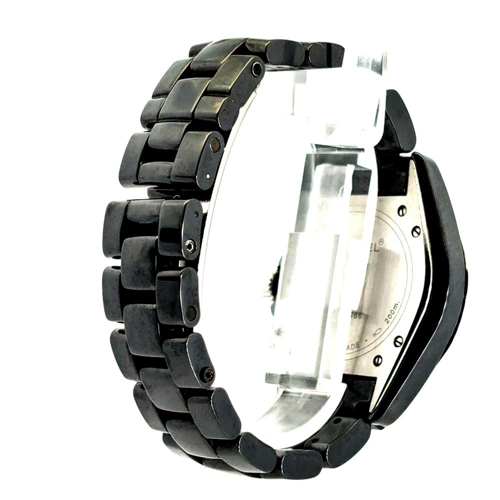 Chanel J12 H0950 Ceramic Watch with 2 Row Diamond Bezel and Black Dial For Sale 2