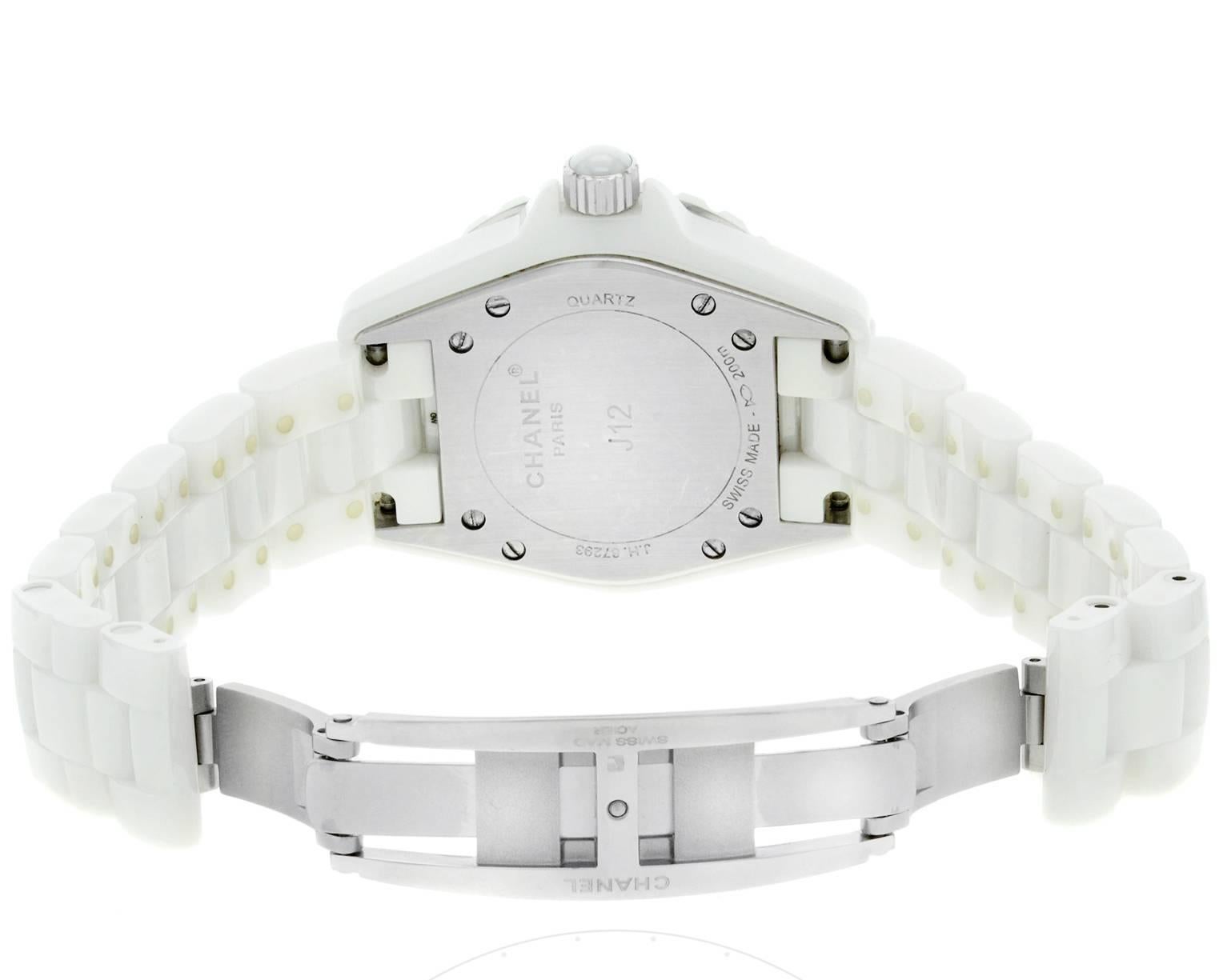 Modern Chanel J12 H0968 White Ceramic and Steel Quartz Ladies Watch