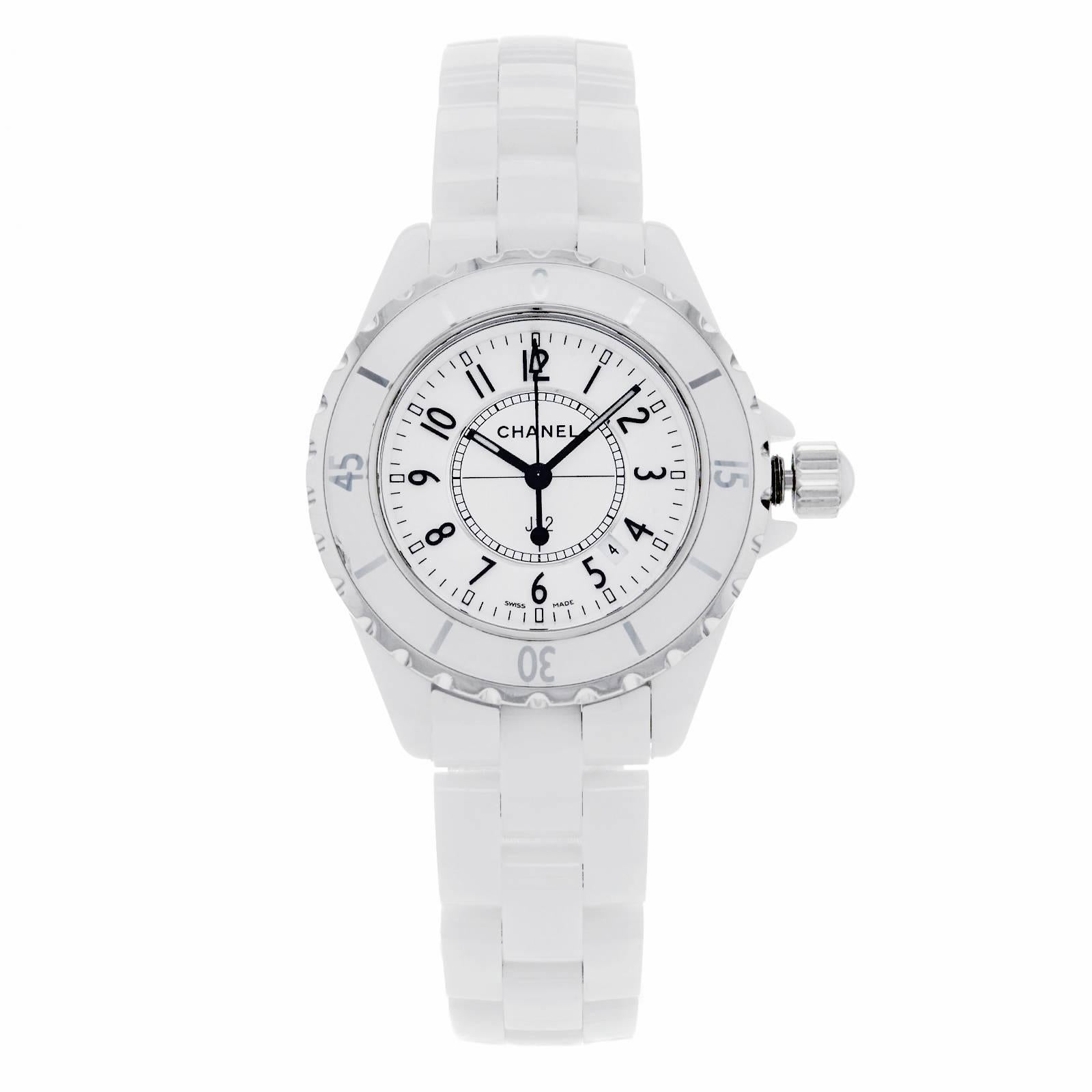 Chanel J12 H0968 White Ceramic and Steel Quartz Ladies Watch