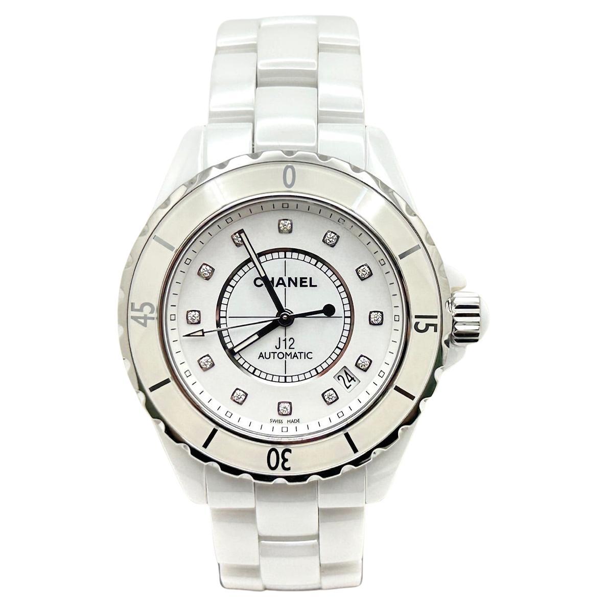 CHANEL J12 H1629 38mm White Ceramic White Diamond Dial