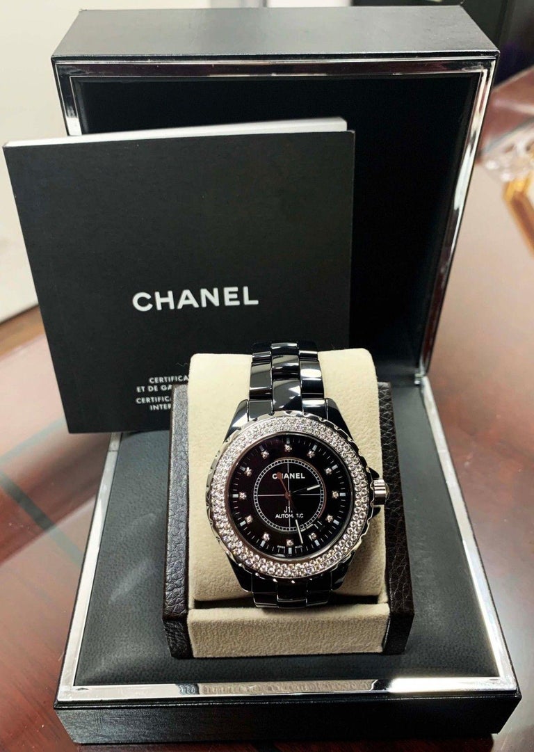 Chanel J12 H2014 Black Ceramic Original Diamond Dial and Bezel Box and