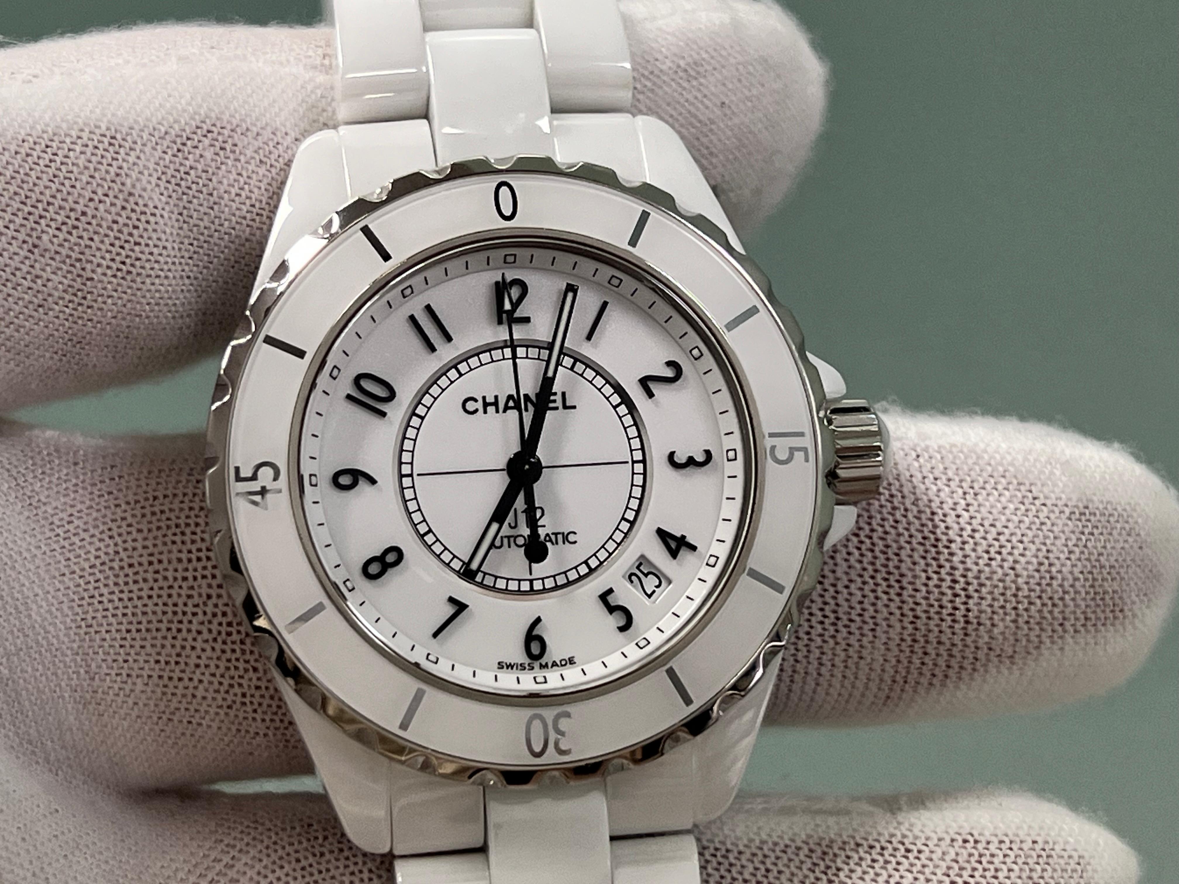 Chanel J12 H5700 Weiß Keramik Edelstahl Automatik 38mm 9
