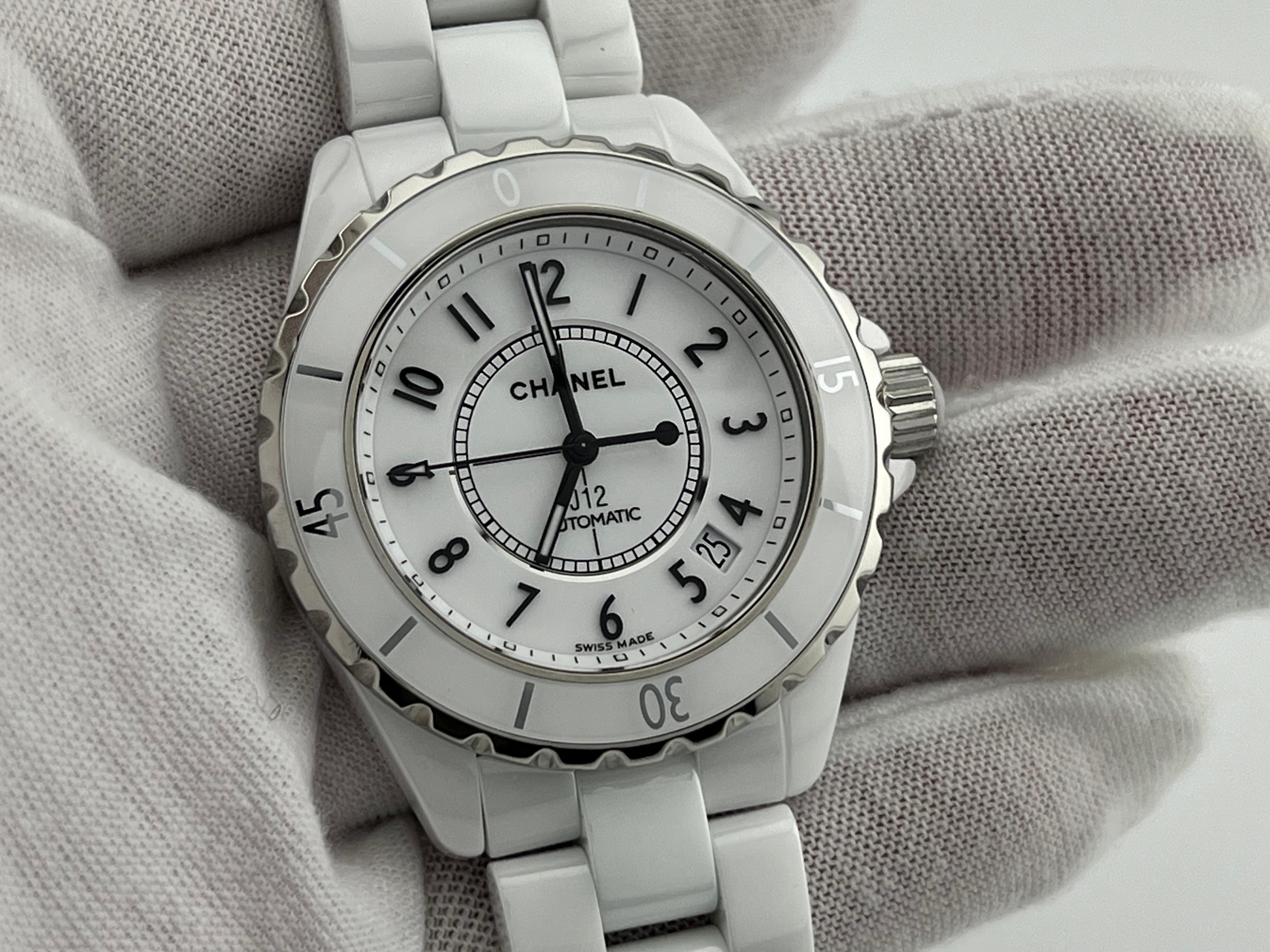 Chanel J12 H5700 Weiß Keramik Edelstahl Automatik 38mm Damen