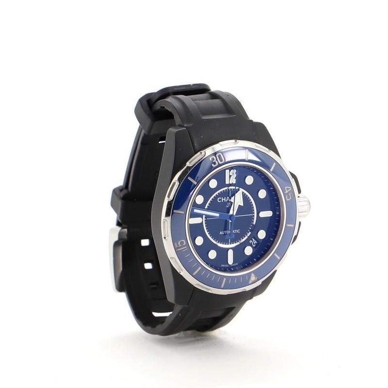 Chanel J12 Marine Automatic Watch Ceramic and Rubber 38 In Good Condition In New York, NY