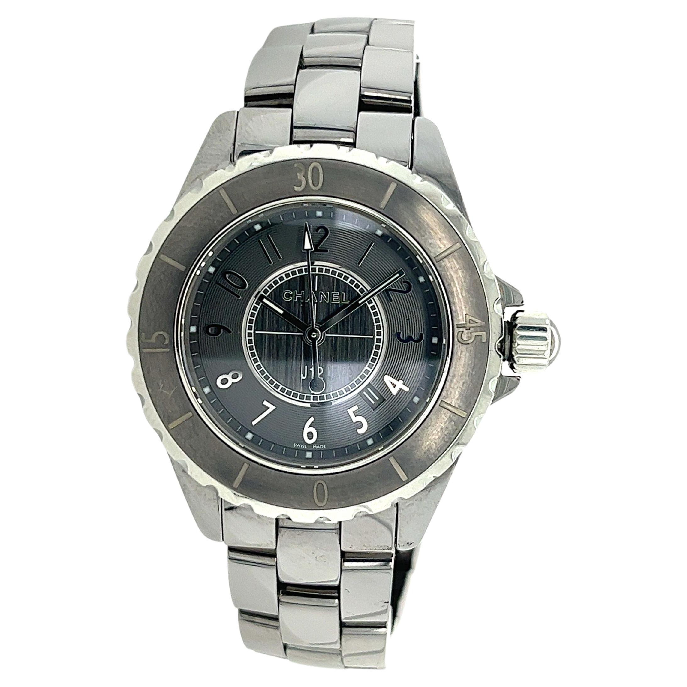 Chanel J12 Quartz Black Ceramic And Stainless Steel 33mm Watch For Sale