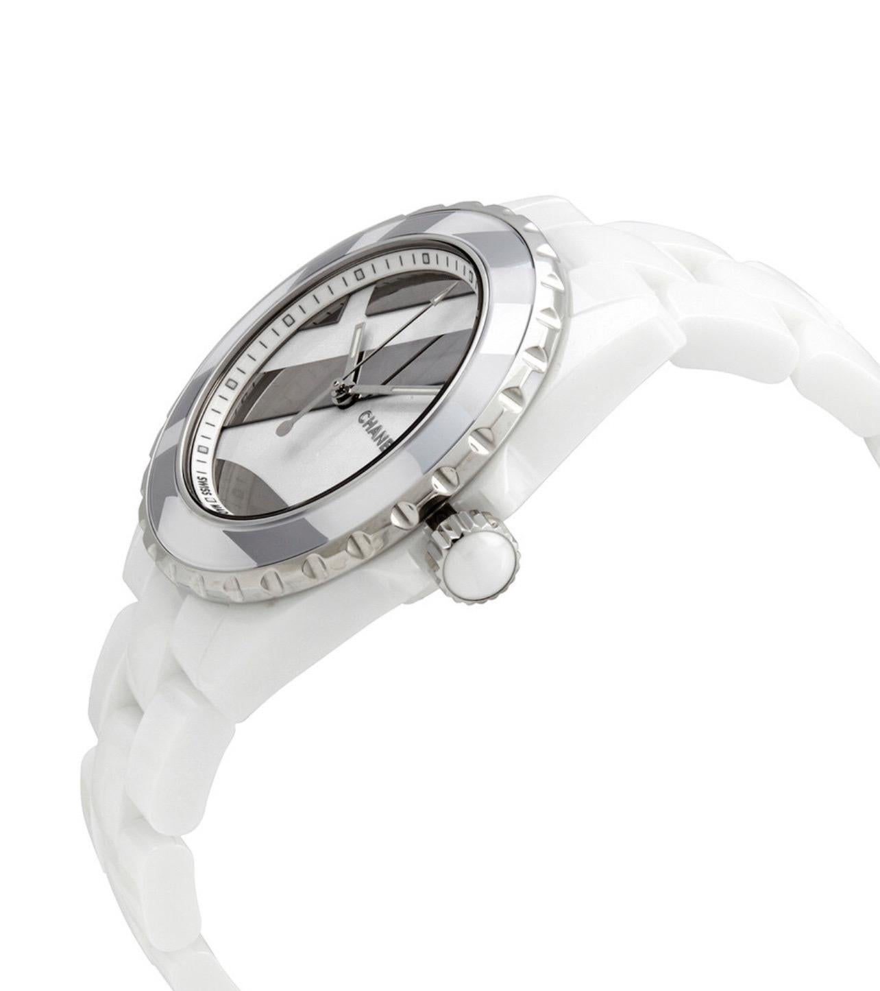 The Chanel J12 Untitled Limited Edition White Automatic 38mm Wrist Watch epitomizes luxury and sophistication with its sleek design and impeccable craftsmanship. Crafted from white ceramic, the watch features a durable ceramic bracelet that