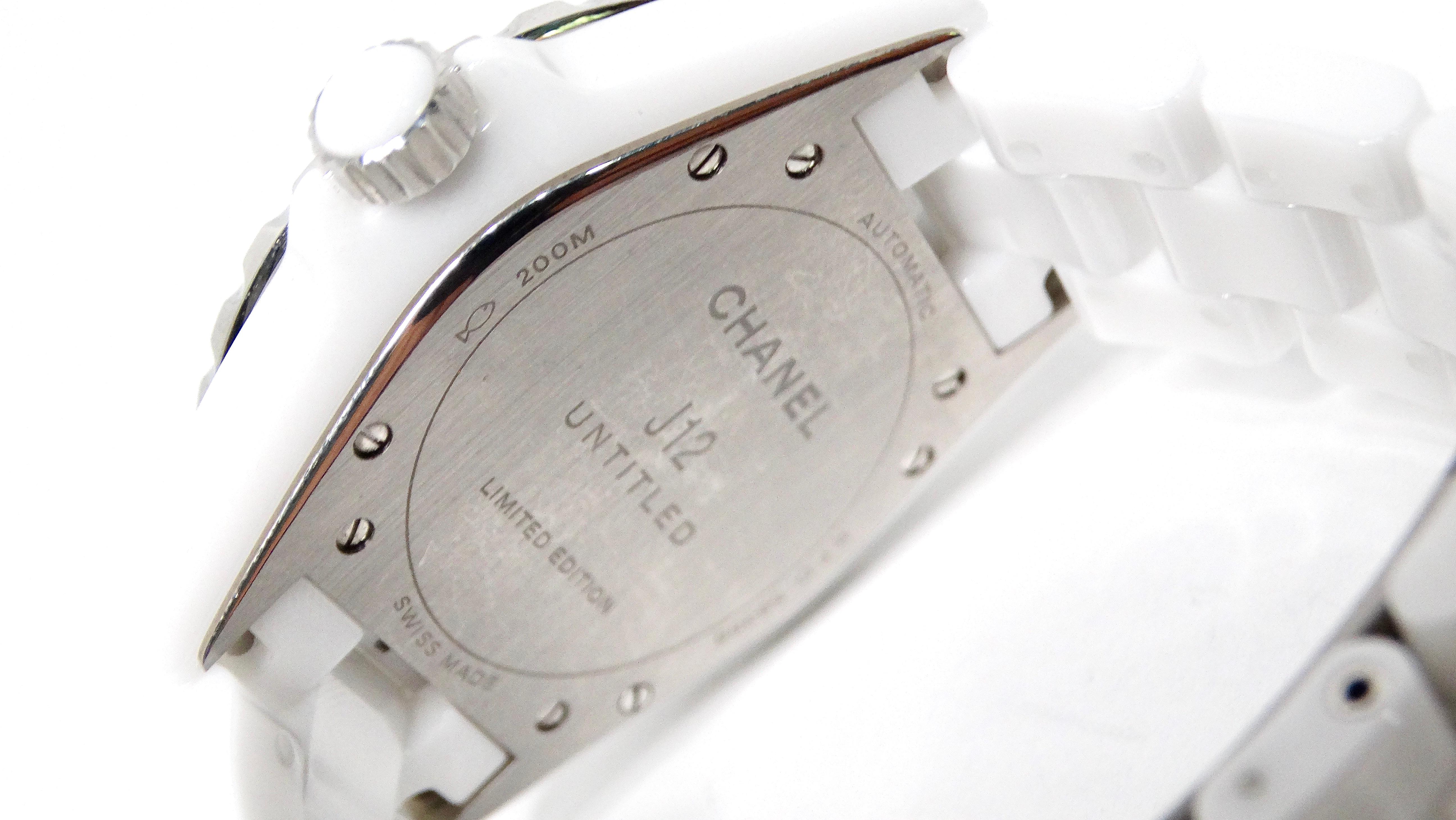 Women's or Men's Chanel J12 Untitled Limited Edition White Automatic 38mm Wrist Watch For Sale
